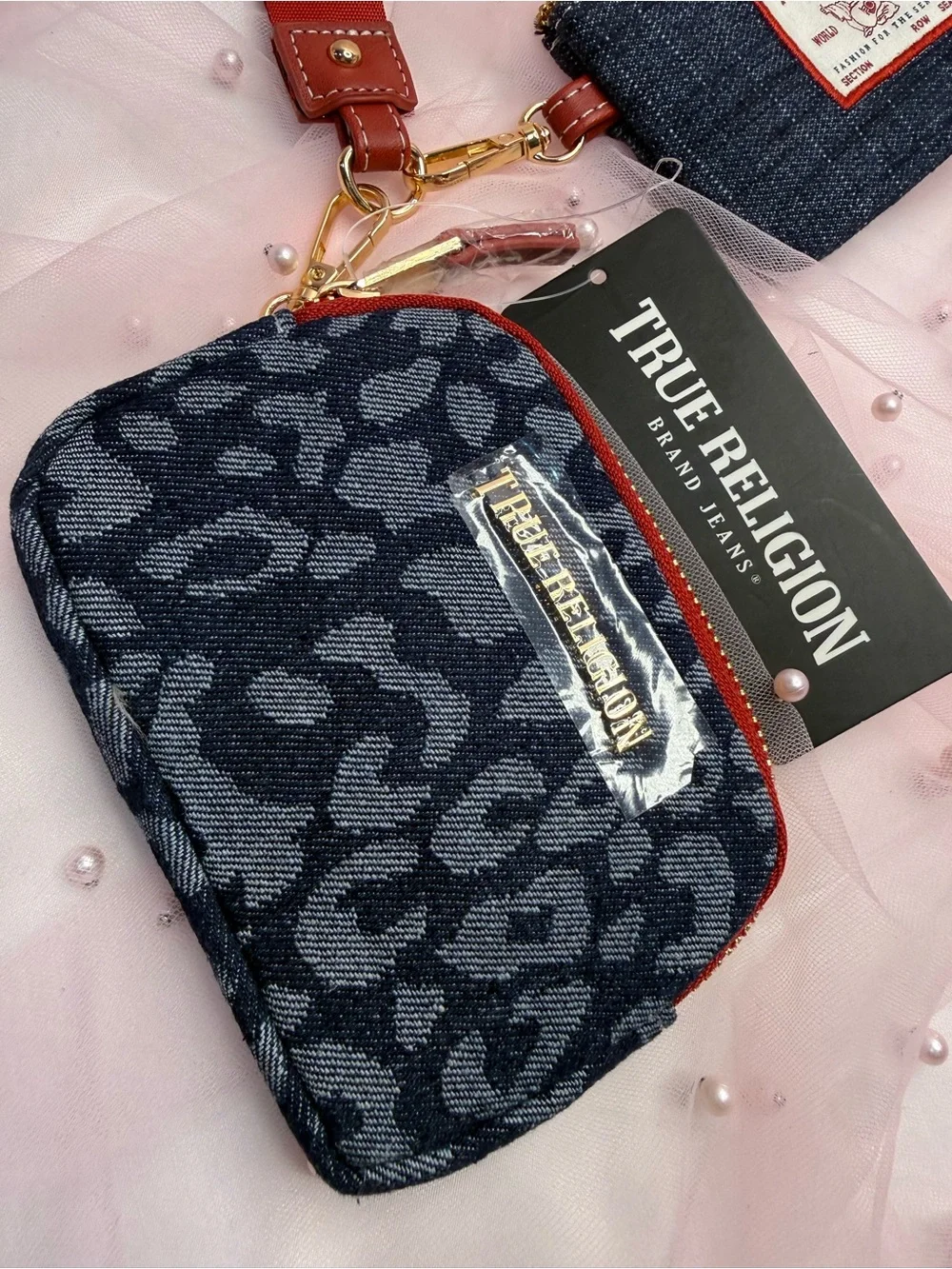 True Religion Denim Leopard-Print Wristlet